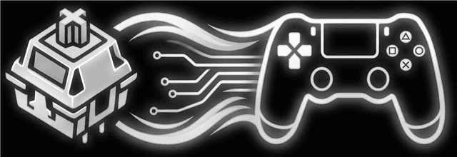 Un switch de teclado mecánico conectado por circuitos a un mando de consola